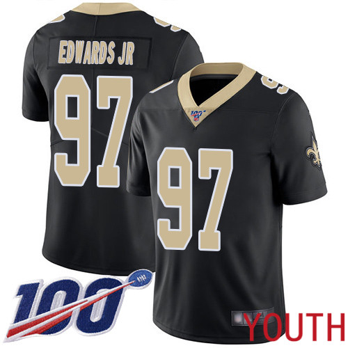 New Orleans Saints Limited Black Youth Mario Edwards Jr Home Jersey NFL Football #97 100th Season Vapor Untouchable Jersey